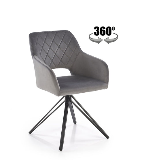 Sedia da pranzo in velluto K535 Grigio