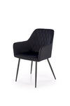 Sedia da pranzo in velluto K558 Nero