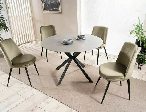 Sedia da pranzo in velluto Kayla Beige (2)