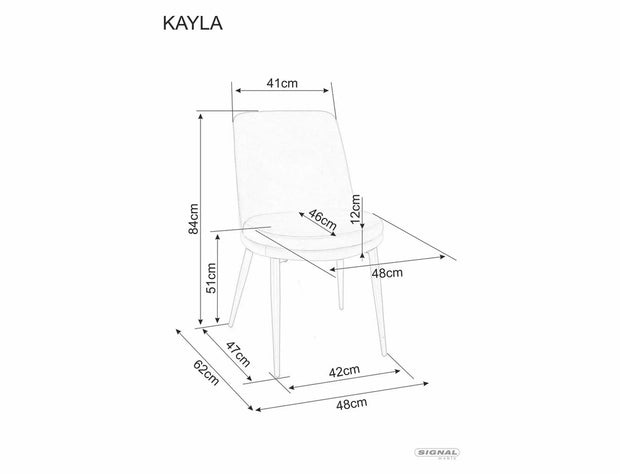 Sedia da pranzo in velluto Kayla Grigio (2)