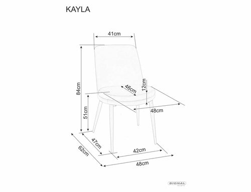 Signal Sedia da pranzo in velluto Kayla Nero