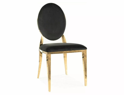 Sedia da pranzo in velluto King Nero