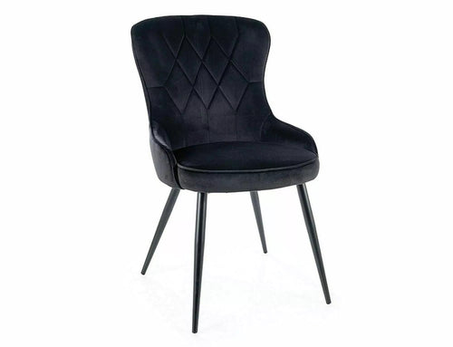 Sedia da pranzo in velluto Lotus Nero