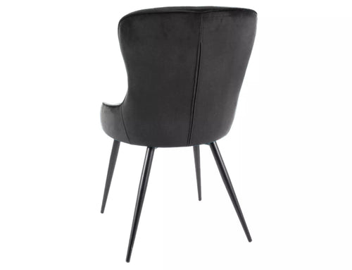 Sedia da pranzo in velluto Lotus Nero (1)