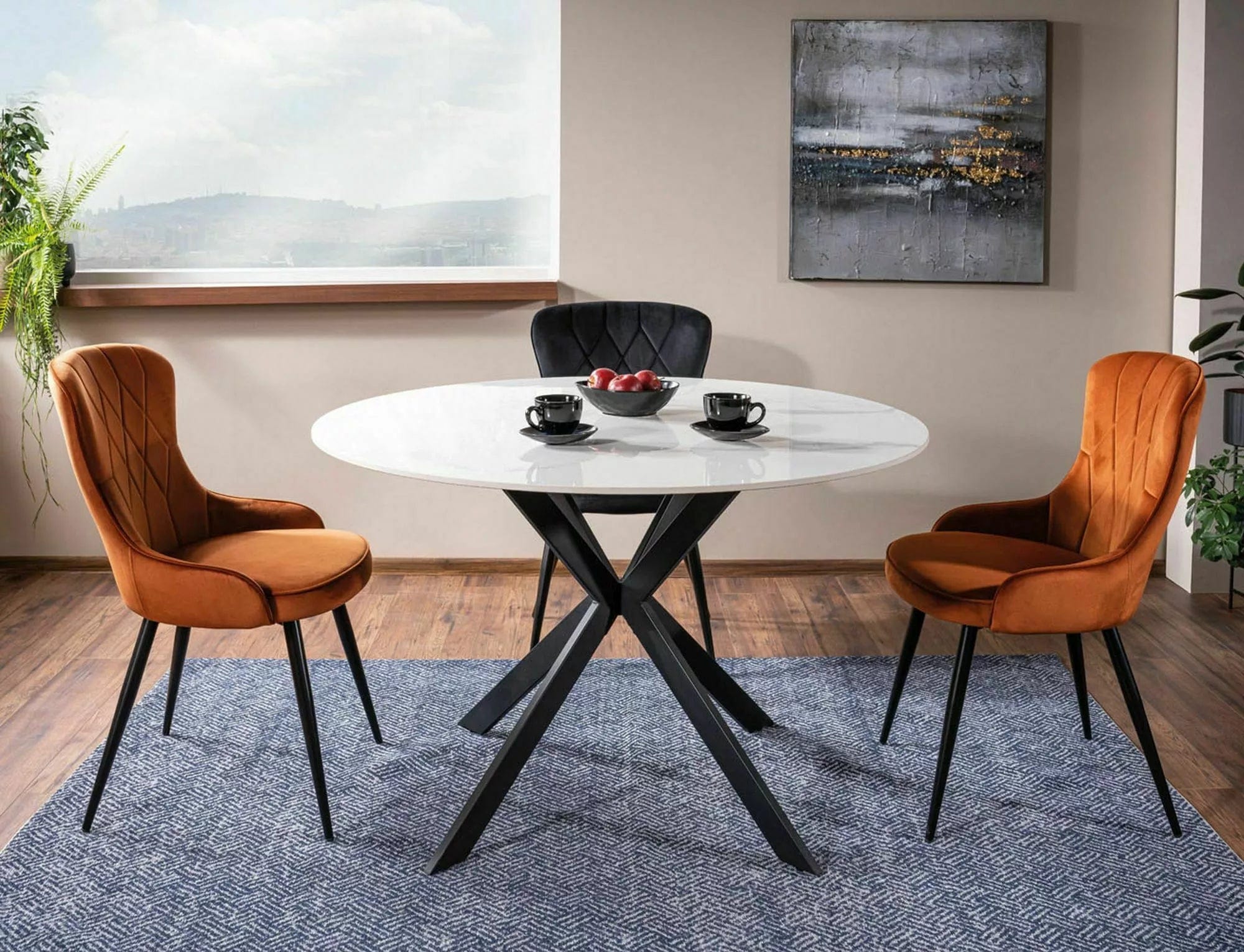 Sedia da pranzo in velluto Lotus Nero (2)