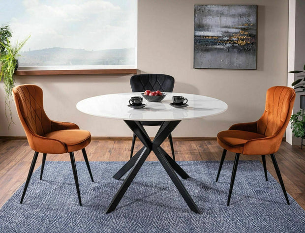 Sedia da pranzo in velluto Lotus Nero (2)