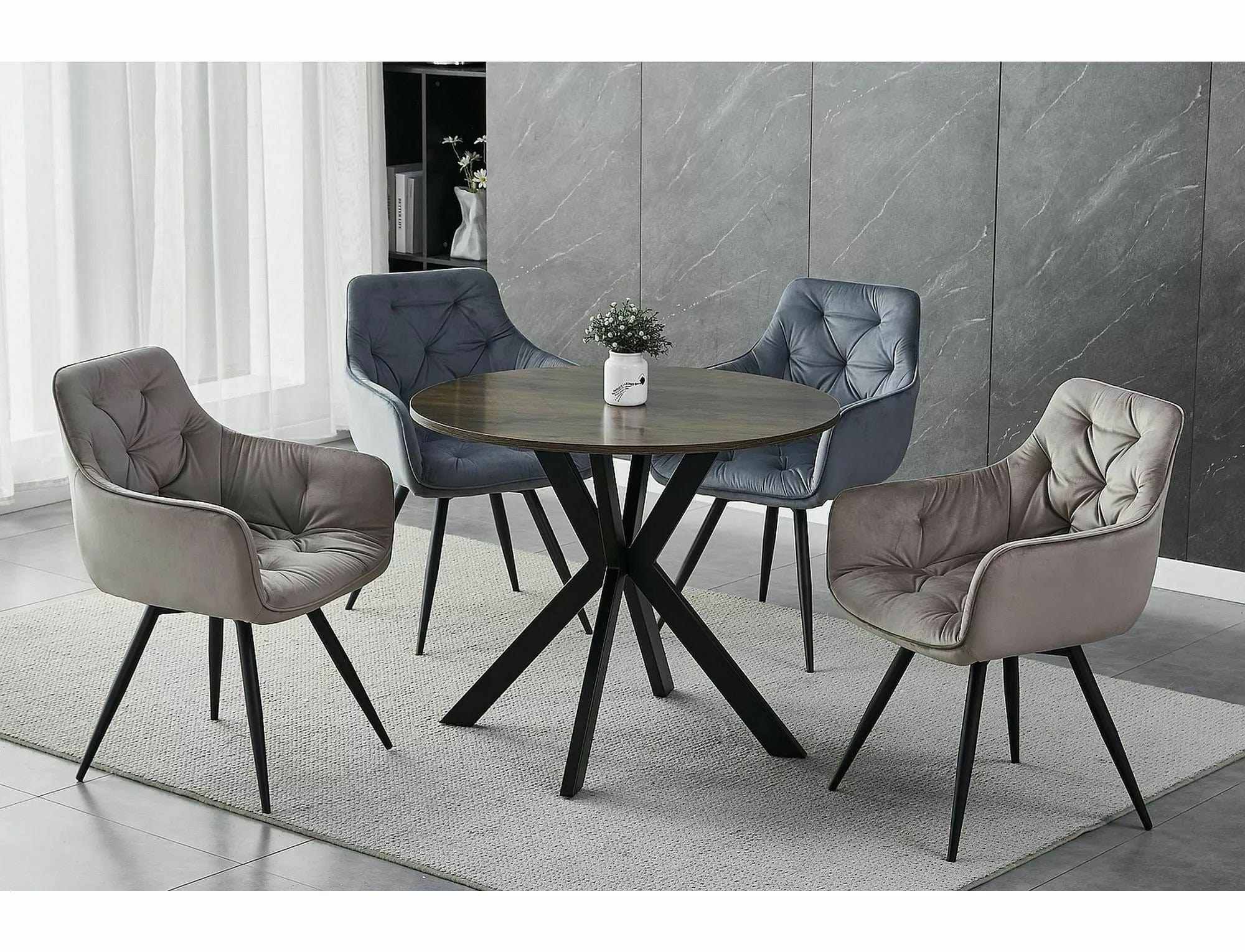 Sedia da pranzo in velluto Mango Beige (1)
