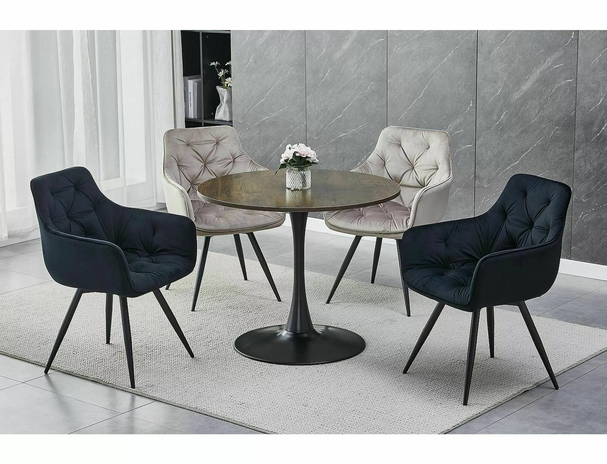 Sedia da pranzo in velluto Mango Nero (2)
