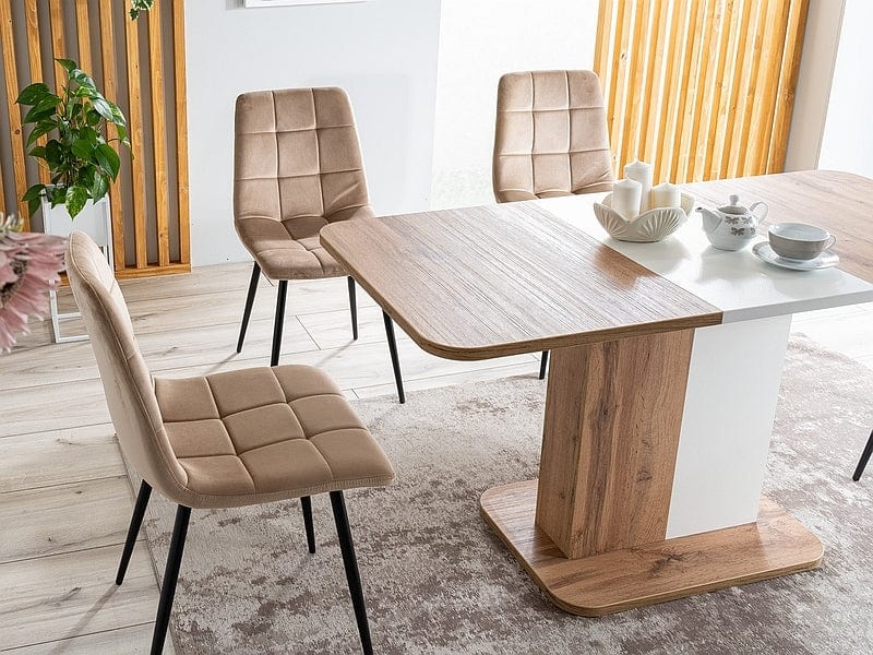 Sedia da pranzo in velluto Miley Beige (5)