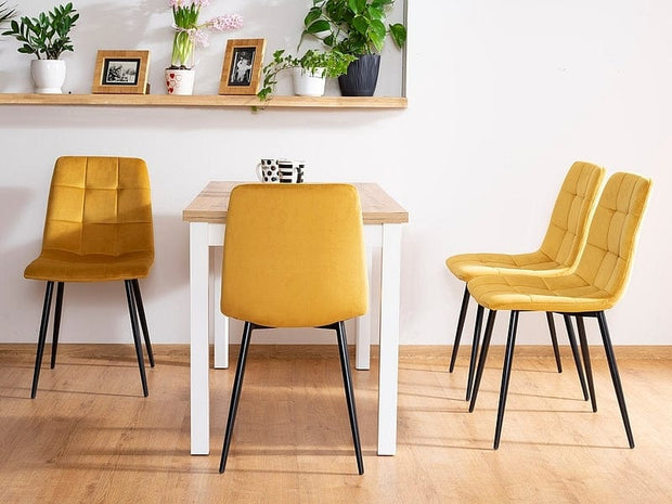 Sedia da pranzo in velluto Miley Giallo (3)