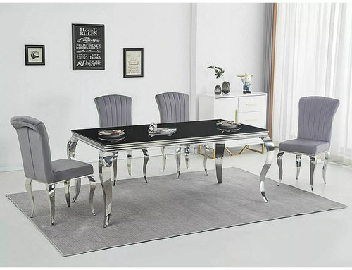 Sedia da pranzo in velluto Prince Grigio (1)