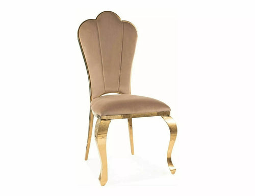 Sedia da pranzo in velluto Queen Beige