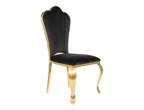 Sedia da pranzo in velluto Queen Nero