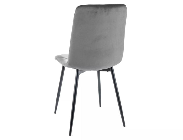 Sedia da pranzo in velluto Tom Grigio (1)