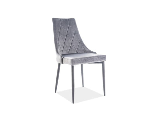 Sedia da pranzo in velluto Trisha B Grigio