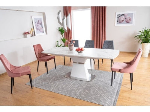 Sedia da pranzo in velluto Trisha B Grigio (1)