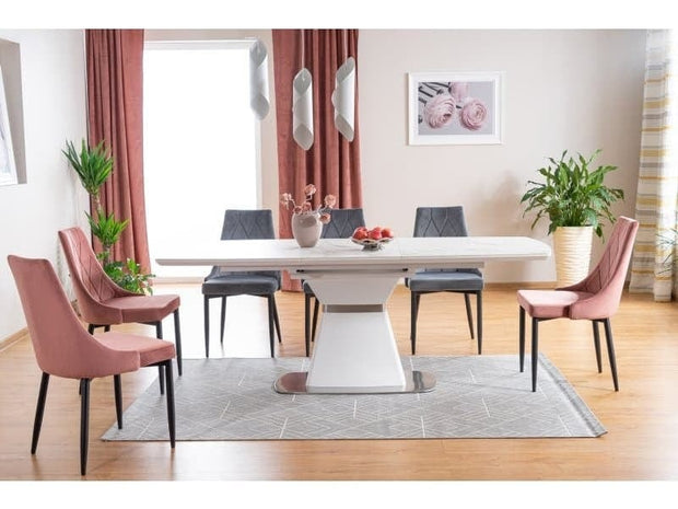 Sedia da pranzo in velluto Trisha B Grigio (2)