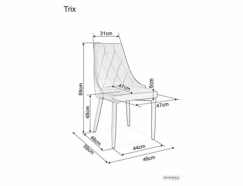 Sedia da pranzo in velluto Trix B Nero (1)