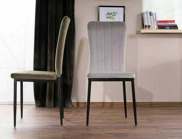 Sedia da pranzo in velluto Vigo Grigio (2)