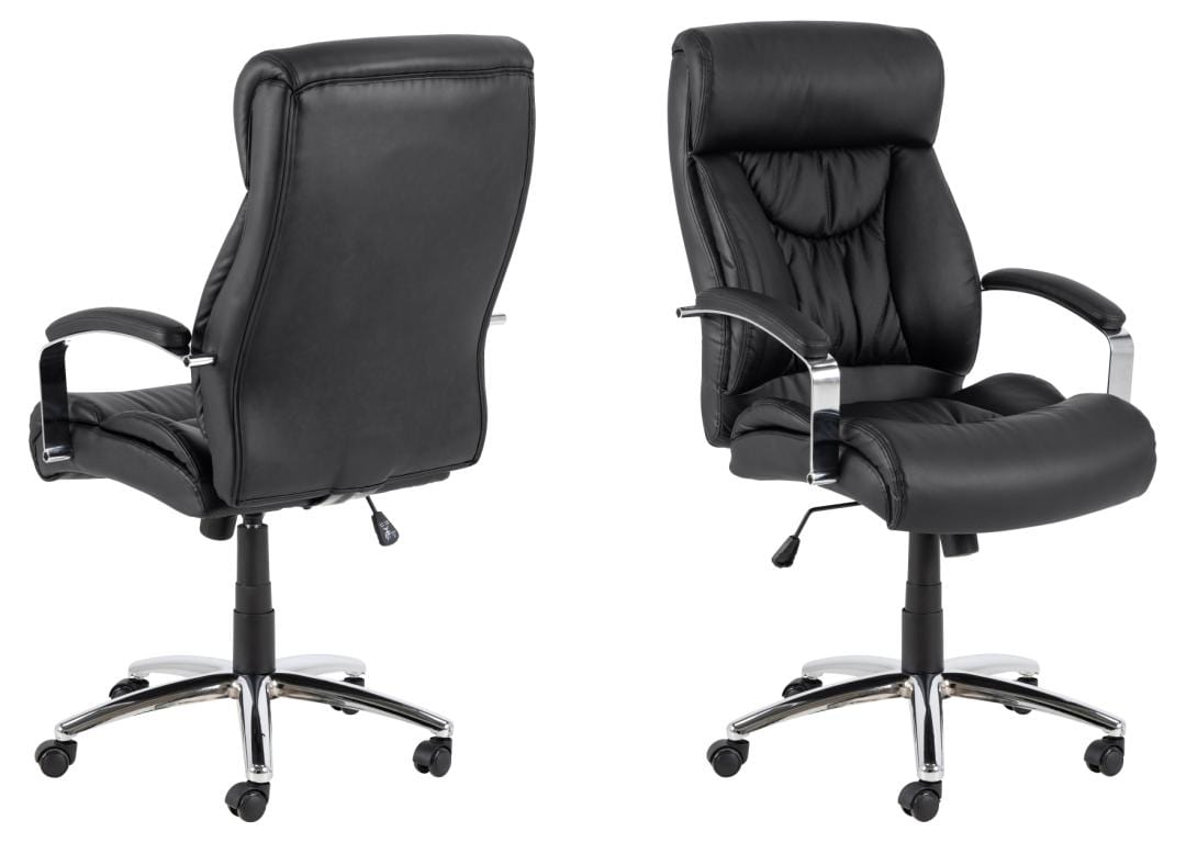Actona Sedia da ufficio in ecopelle Benson Nero
