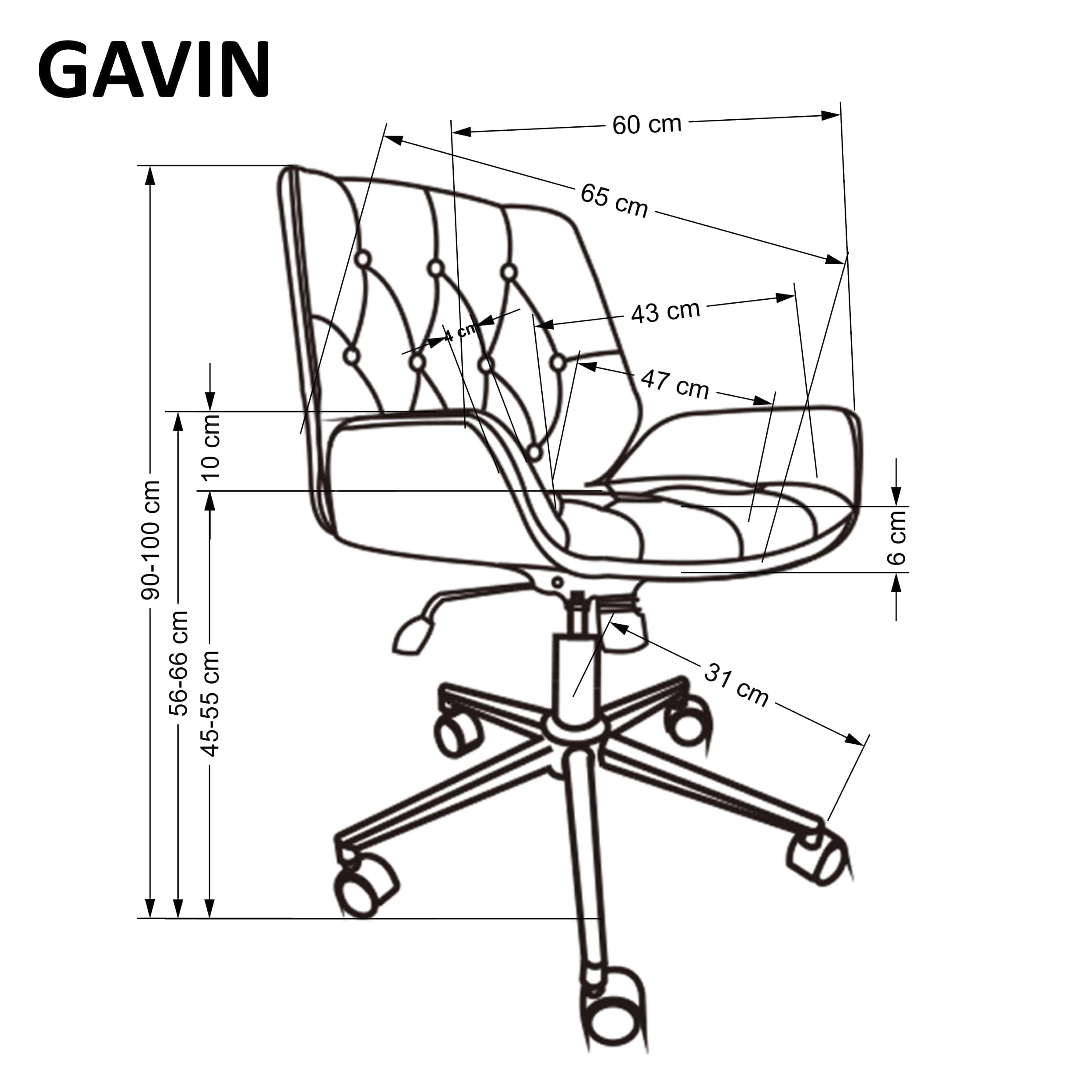 Sedia da ufficio in ecopelle Gavin Nero (4)