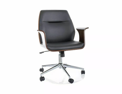 Sedia da ufficio in ecopelle Vermont Nero