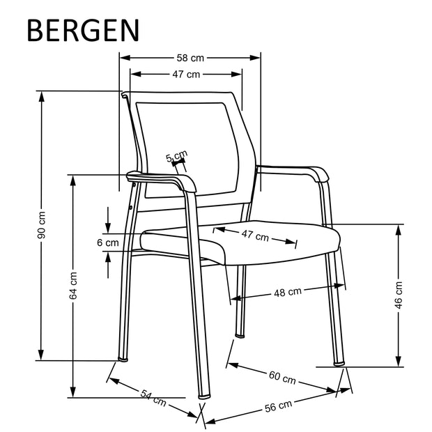 Sedia da ufficio in tessuto Bergen Nero (3)