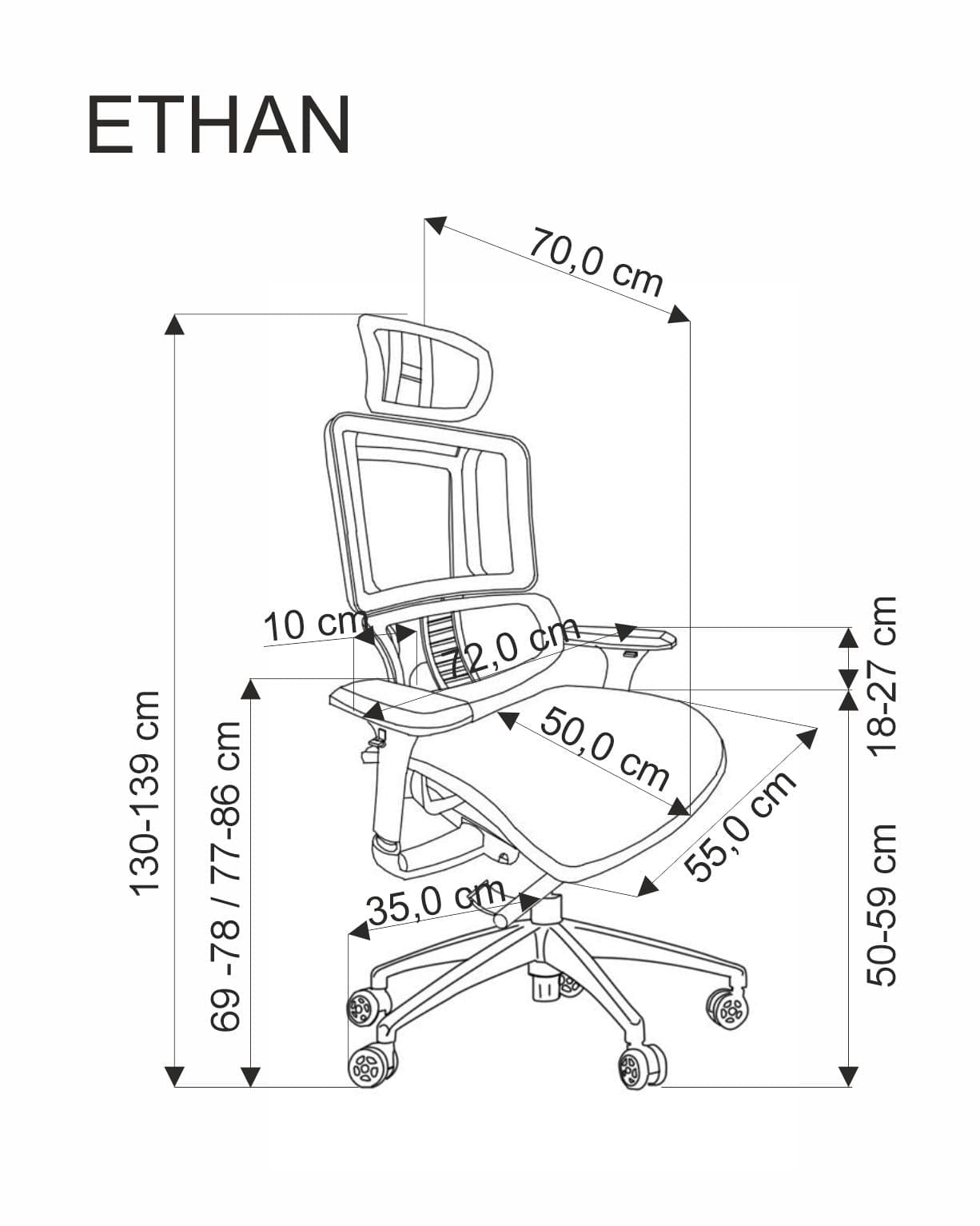 Sedia da ufficio in tessuto Ethan Grigio (7)
