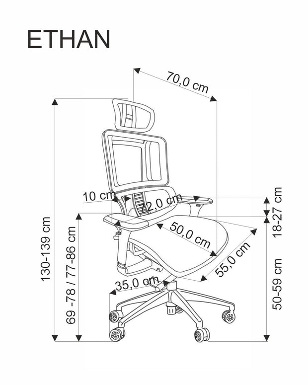 Sedia da ufficio in tessuto Ethan Grigio (7)