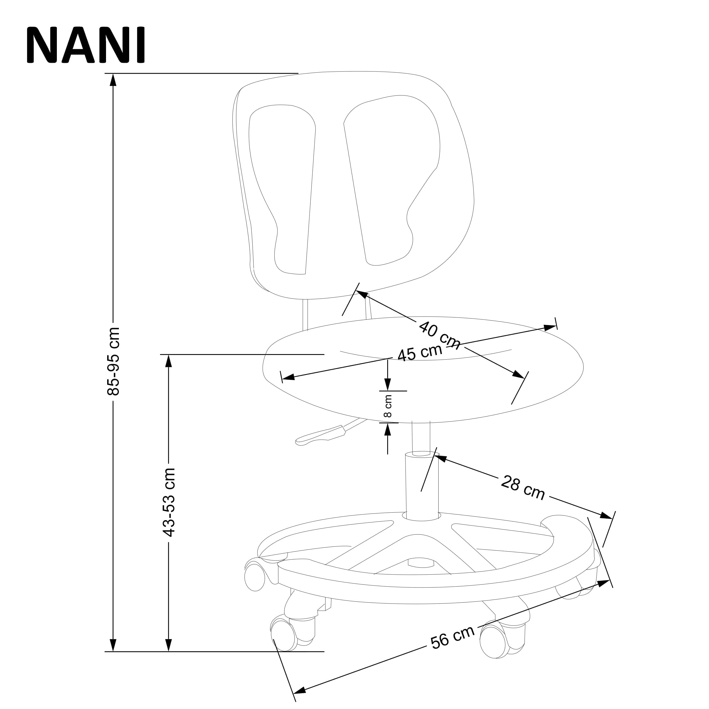 Sedia da ufficio in tessuto Nani Grigio (1)
