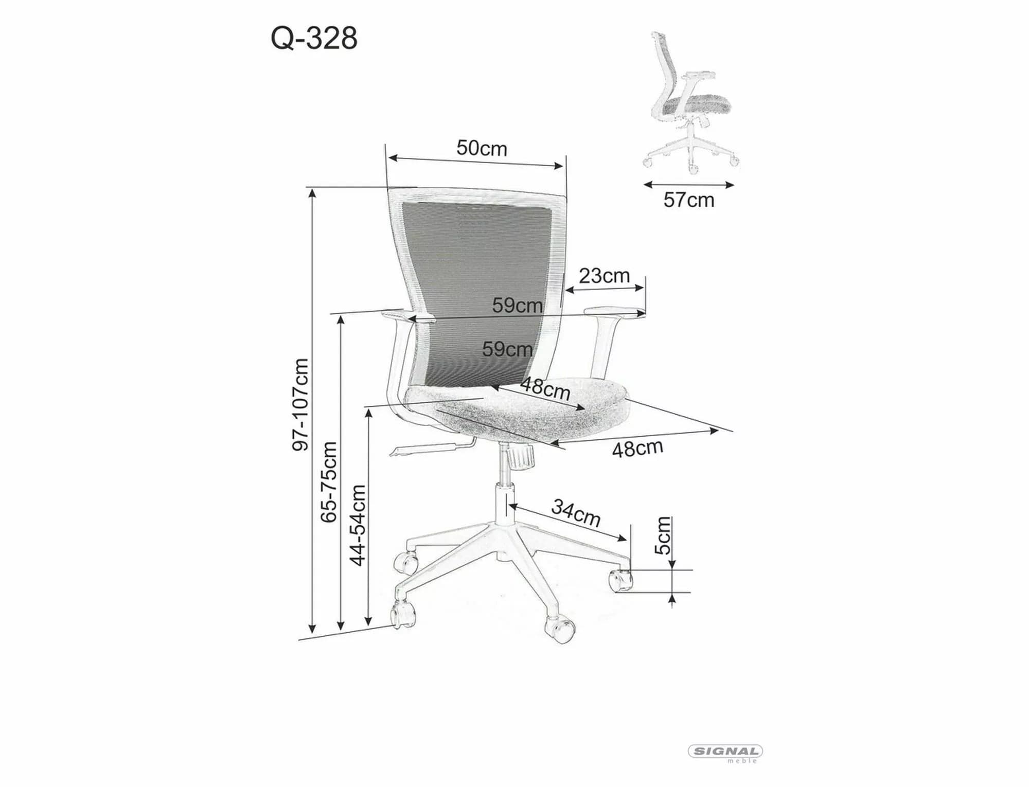 Sedia da ufficio in tessuto Q-328 Grigio (2)