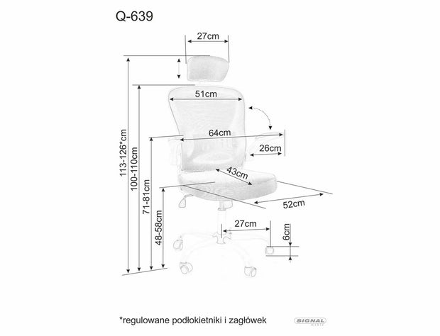 Sedia da ufficio in tessuto Q-639 Grigio (1)