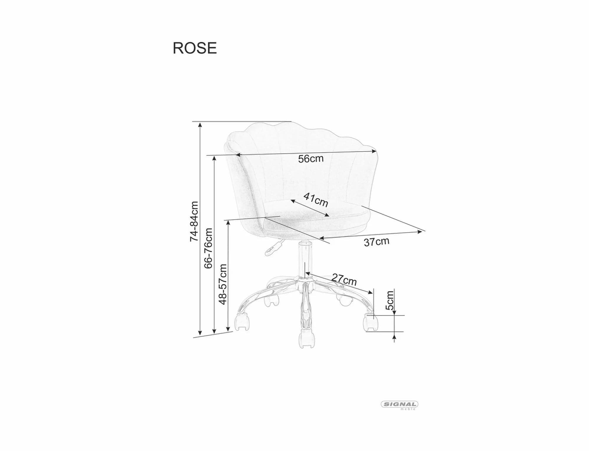Sedia da ufficio in velluto Rose Rosa (2)