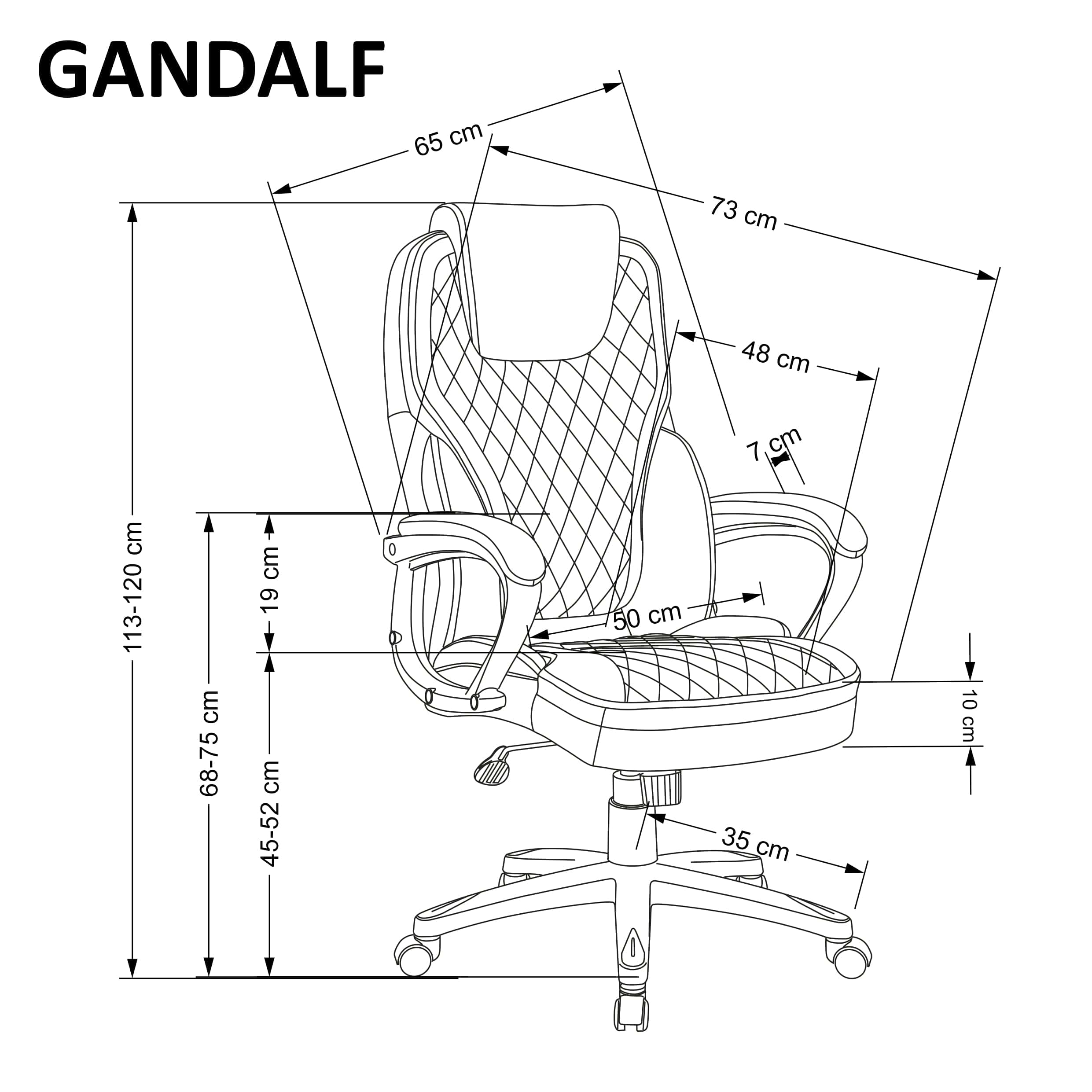 Halmar Sedia direzionali da ufficio in ecopelle Gandalf Nero