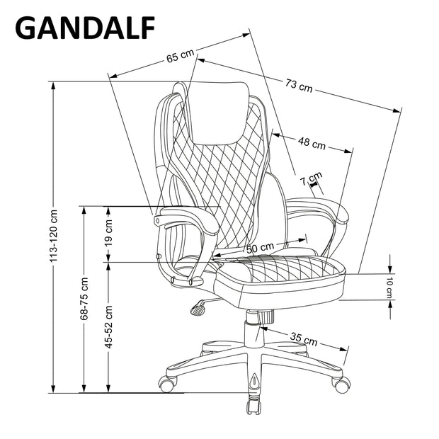 Halmar Sedia direzionali da ufficio in ecopelle Gandalf Nero