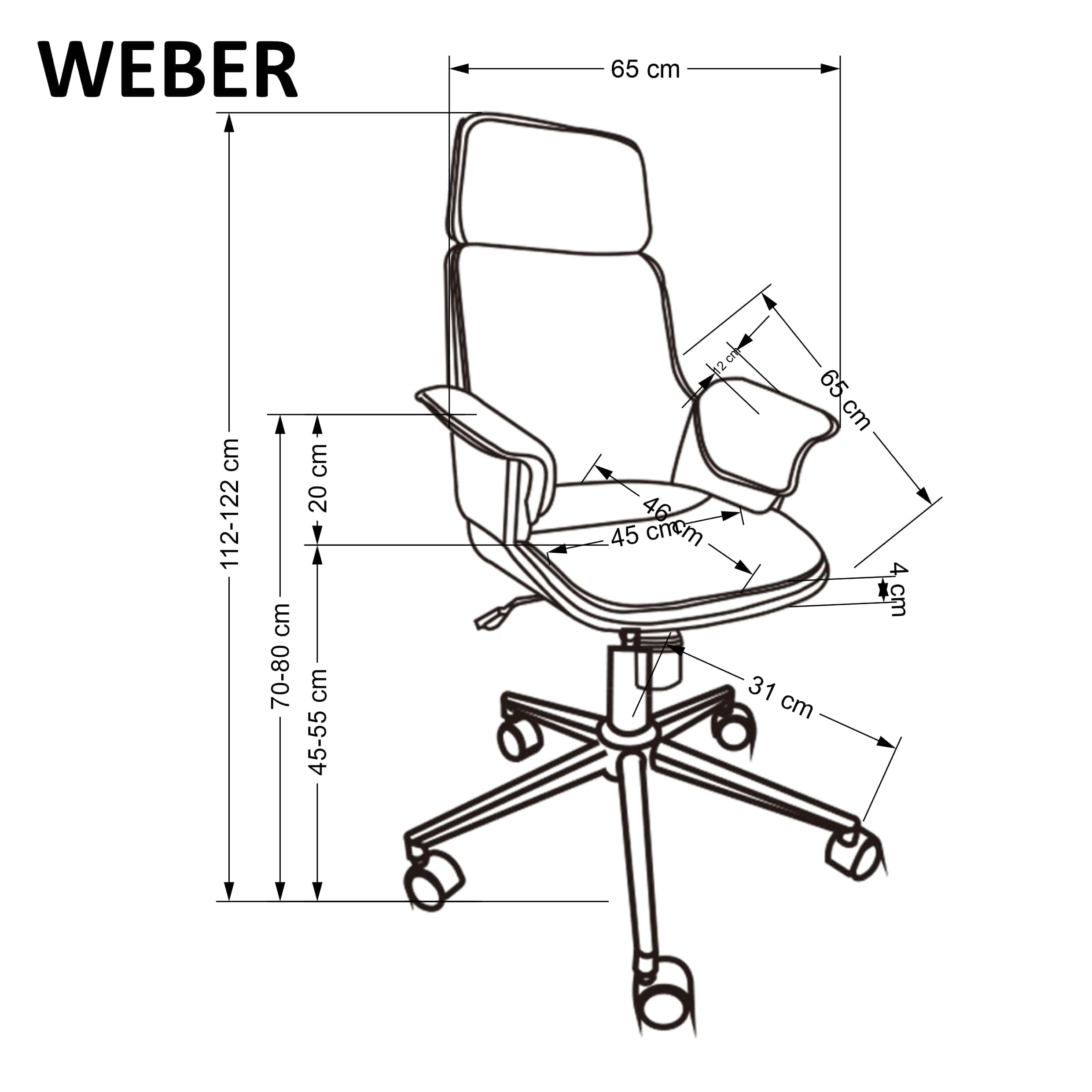 Sedia direzionali da ufficio in ecopelle Weber Nero (6)