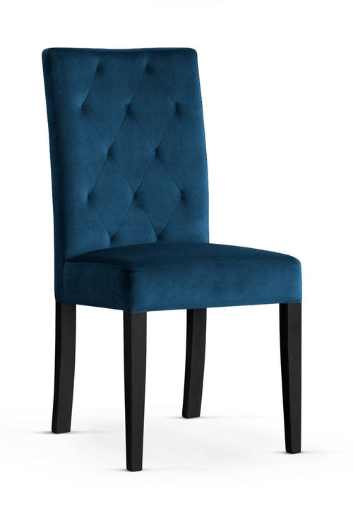 Sedia imbottita con tessuto e gambe in legno, Orlando Charcoal / Black, l46xL65xH102 cm