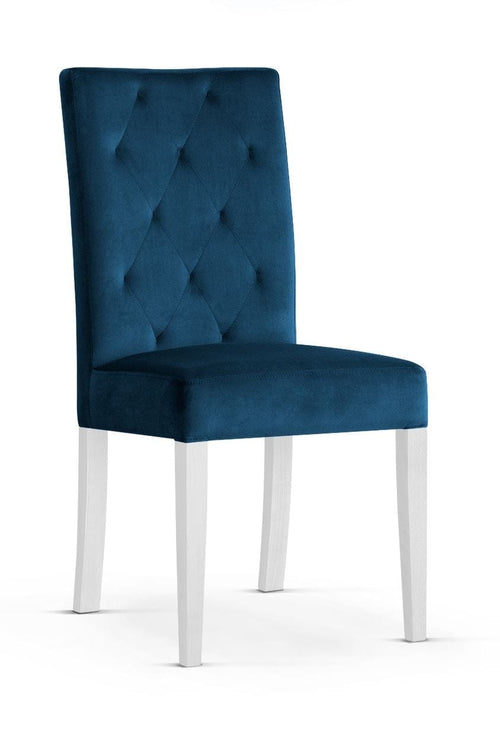 Sedia imbottita con tessuto e gambe in legno, Orlando Charcoal / White, l46xL65xH102 cm