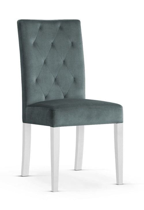 Sedia imbottita con tessuto e gambe in legno, Orlando Grey / White, l46xL65xH102 cm