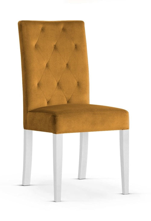 Sedia imbottita con tessuto e gambe in legno, Orlando Mustariu / Bianco, l46xL65xH102 cm