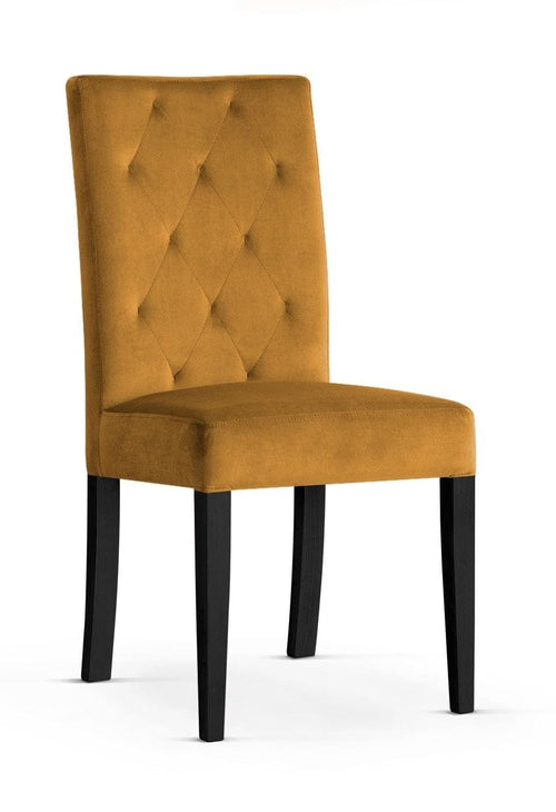 Sedia imbottita con tessuto e gambe in legno, Orlando Mustariu / Nero, l46xL65xH102 cm