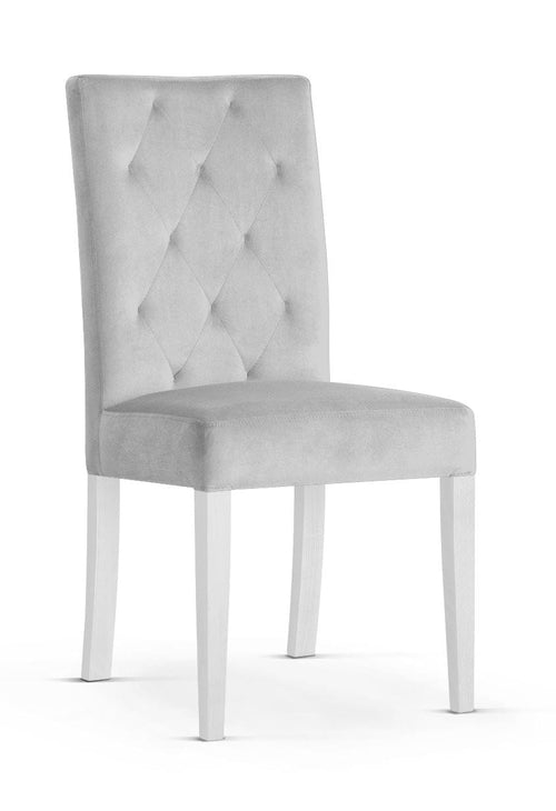 Sedia imbottita con tessuto e gambe in legno, Orlando Silver / White, l46xL65xH102 cm