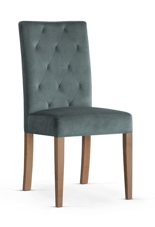 Sedia imbottita in tessuto e gambe in legno, Orlando Grey / Oak, L46xP65xH102 cm