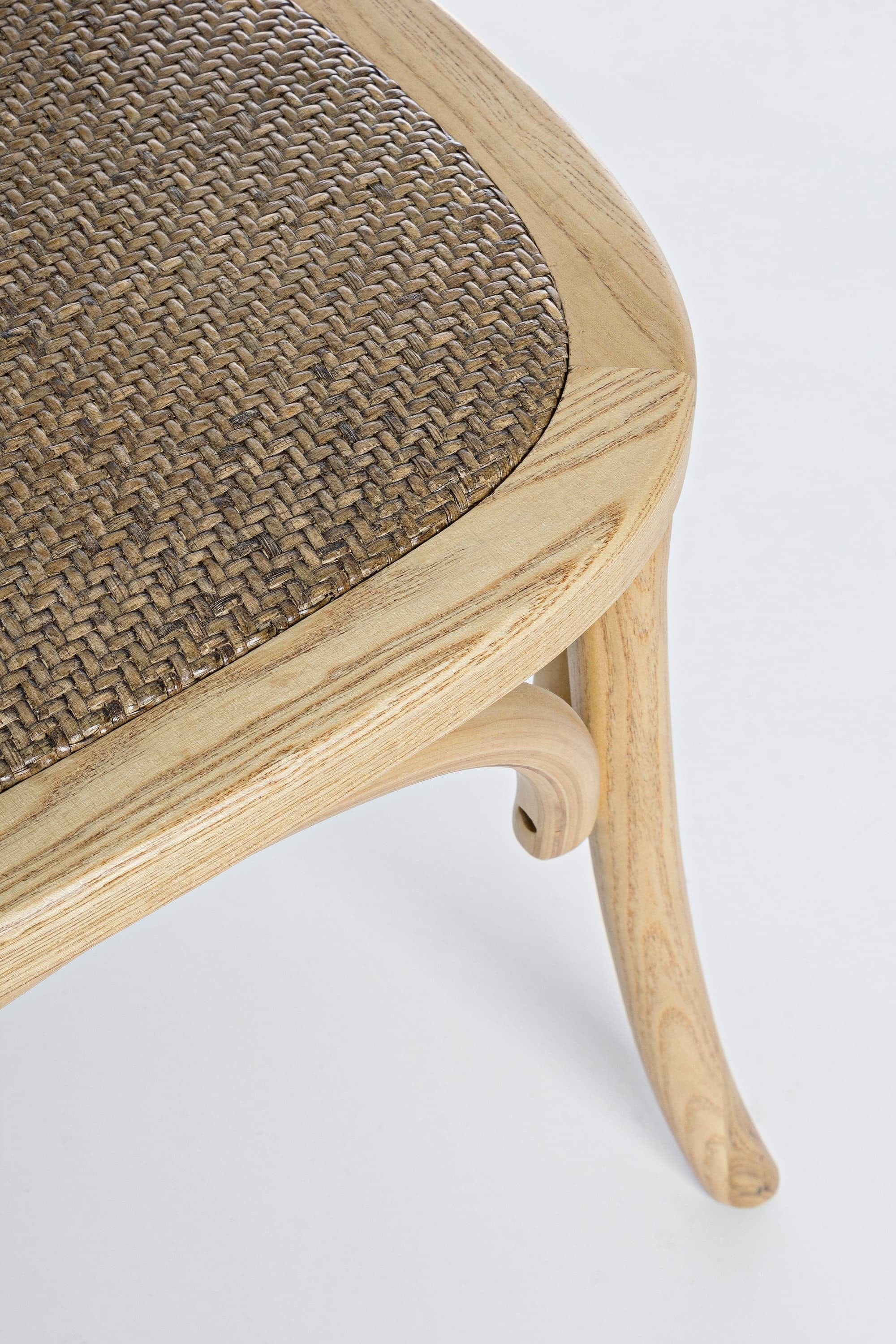 Sedia in legno e rattan Carrel Naturale (3)