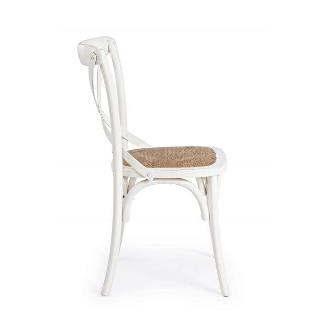 Sedia in legno e rattan Cross Bianco (1)