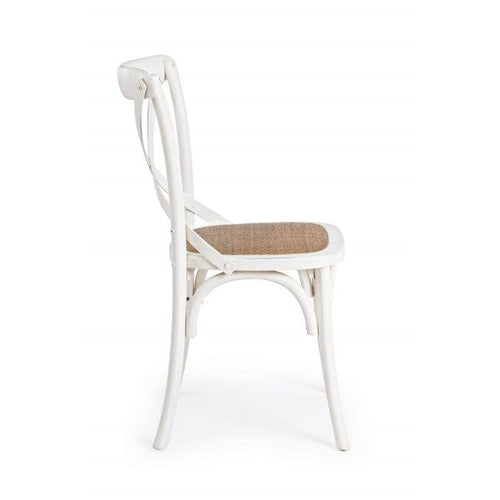 Sedia in legno e rattan Cross Bianco (1)