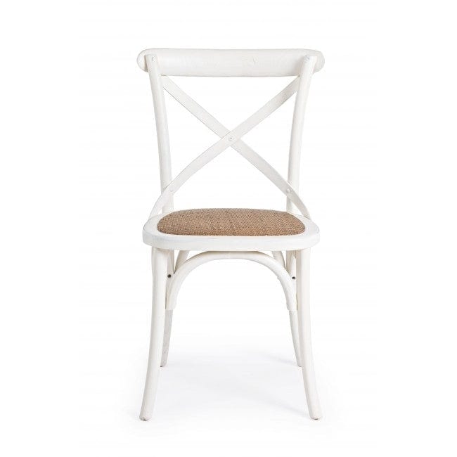 Sedia in legno e rattan Cross Bianco (3)