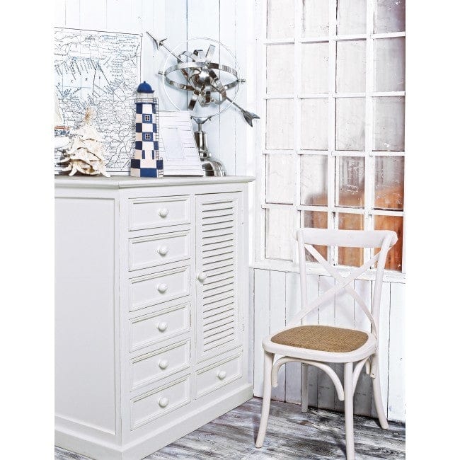 Sedia in legno e rattan Cross Bianco (5)