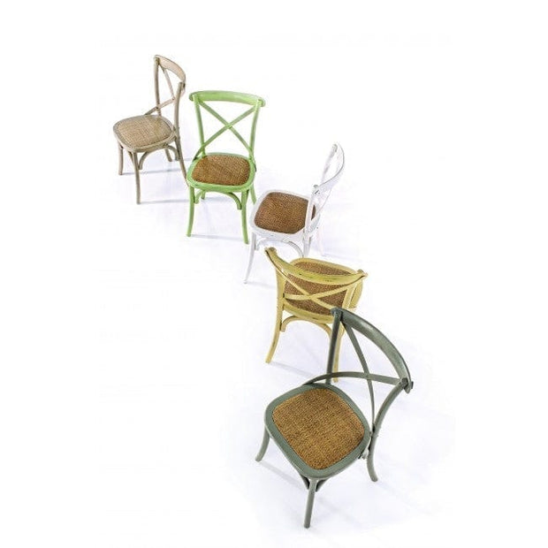 Sedia in legno e rattan Cross Bianco (7)