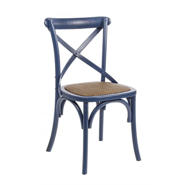 Sedia in legno e rattan Cross Blu